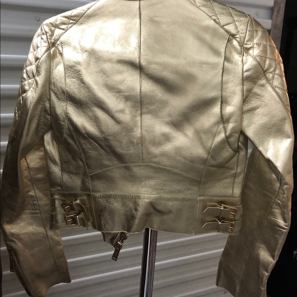 Dsquared2 Gold Leather Jacket - Picture 2 of 2